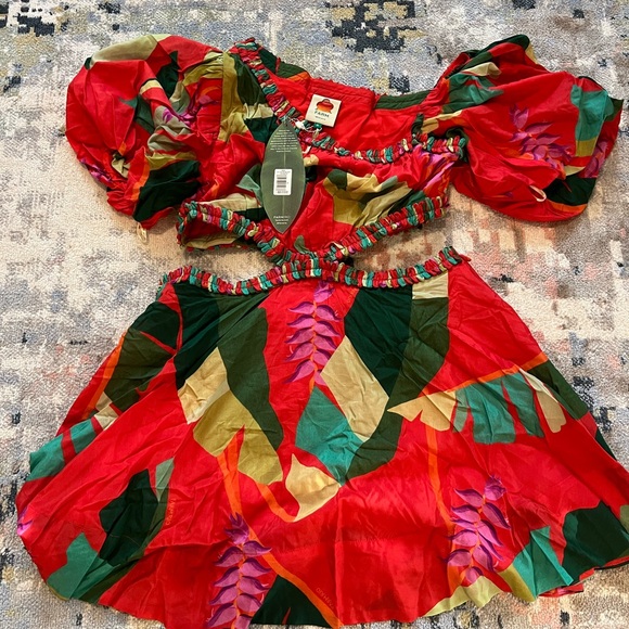 FARM RIO HELICONIA RED MINI DRESS - Picture 1 of 10